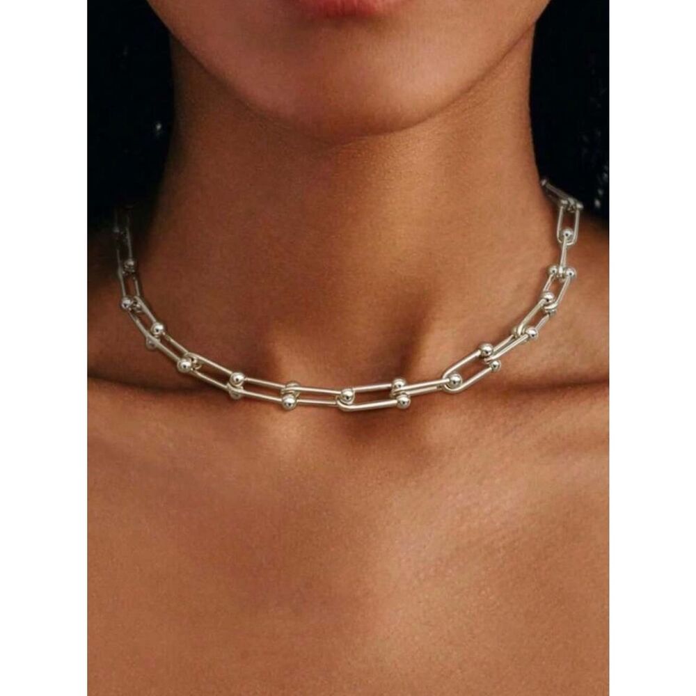 Silver Link Ball Necklace R645